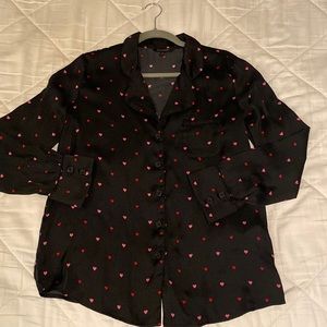 PJ style shirt. Banana Republic. Size 2. Black with pink hearts.